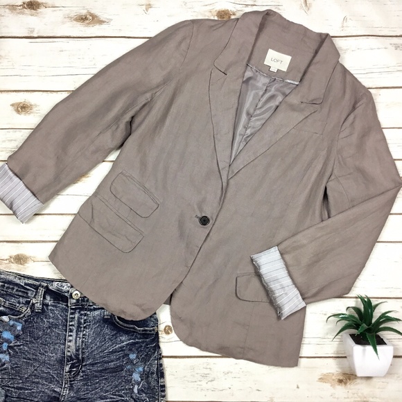 LOFT Jackets & Blazers - Ann Taylor LOFT Grey Linen Blazer Jacket